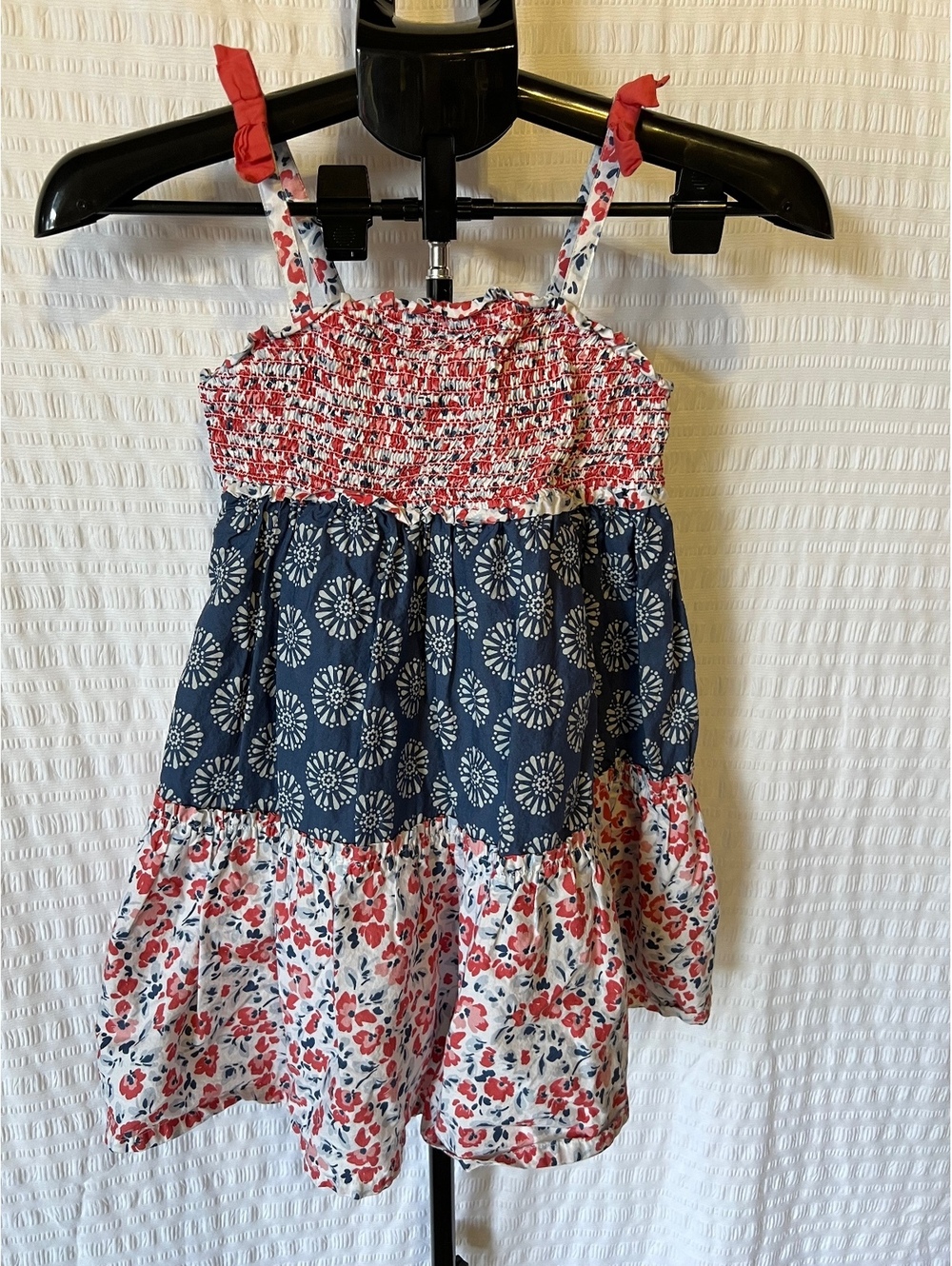 Tommy Bahama Girls Size 8 Floral Tiered Sundress Red White Blue